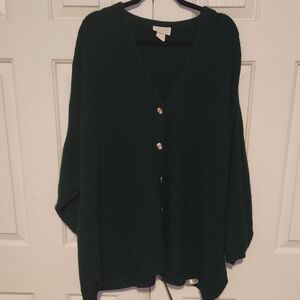 Roaman's Deep Green V-Neck Cardigan
